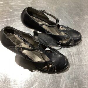 Women's Black T-Strap Heels by